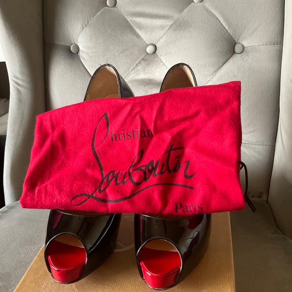 Christian Louboutin Black Patent New Very Privé Pumps 120mm Red Toe Size 39.5 - Picture 11 of 12